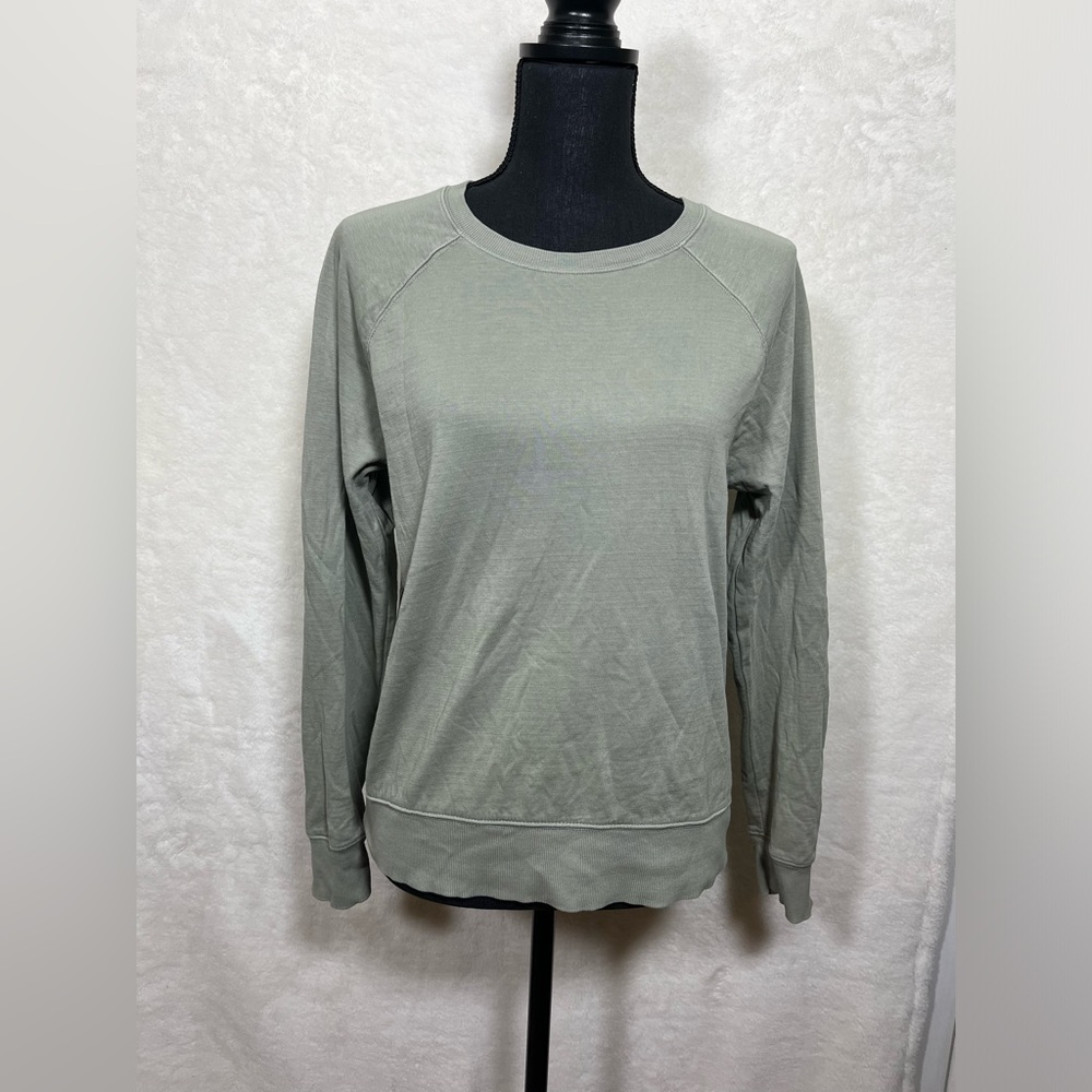 Athleta Green Crew Neck Pullover Cotton Sweater Size Extra Small